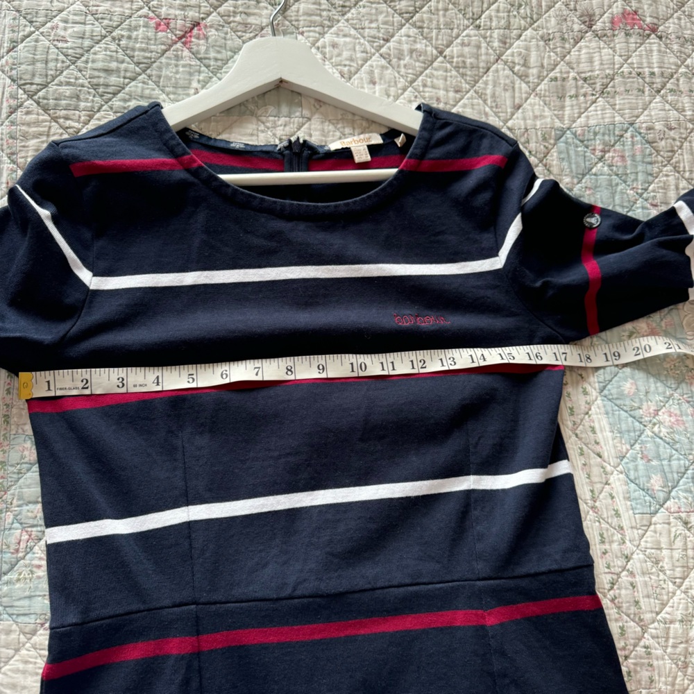 Barbour Oyster Striped Dress Blue Multi Size 6 Cotton - Picture 10 of 14